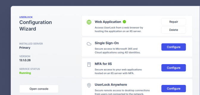 Configuration Wizard SSO