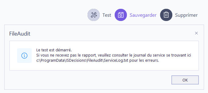 Test du rapport planifié