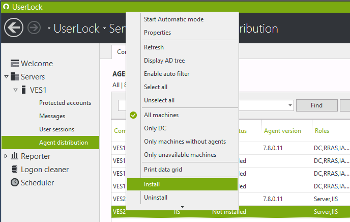 Install UserLock IIS session agent