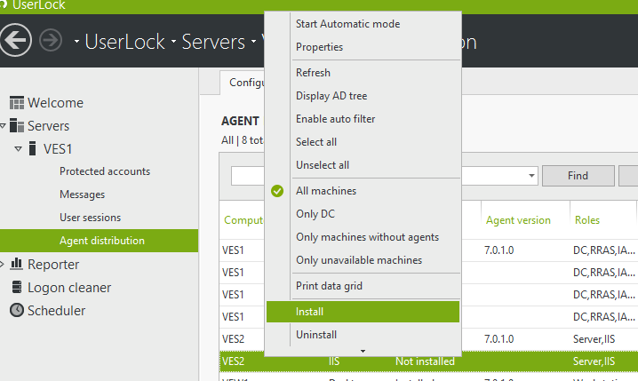 IIS agent distribution