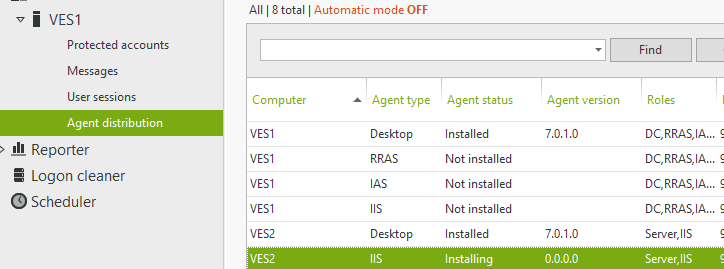 IIS agent distribution message server