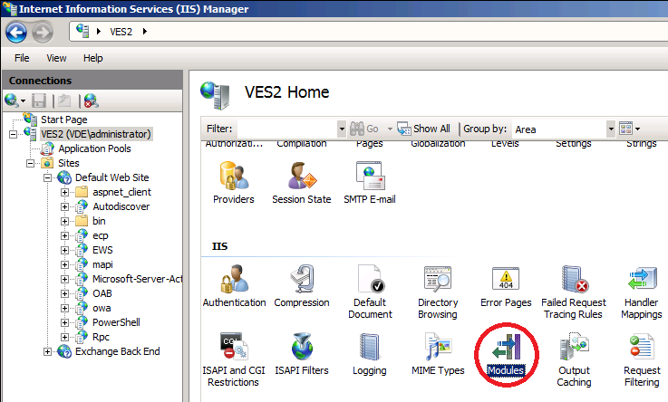 IIS manager modules