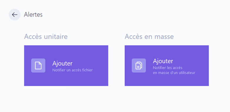 Alertes accès unitaire et accès en masse