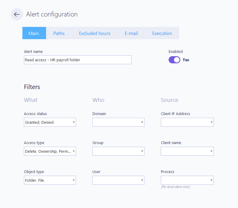 Alert configuration