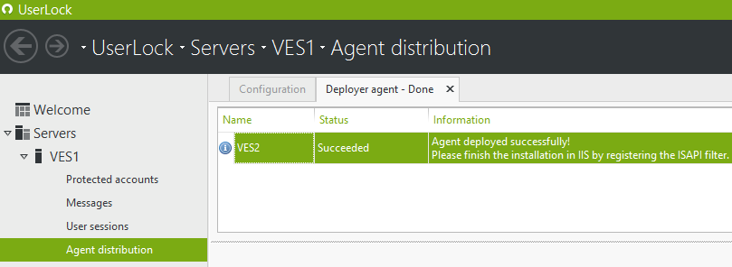 IIS agent distribution message