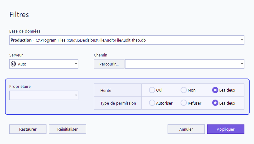 Filtre par propriétaire