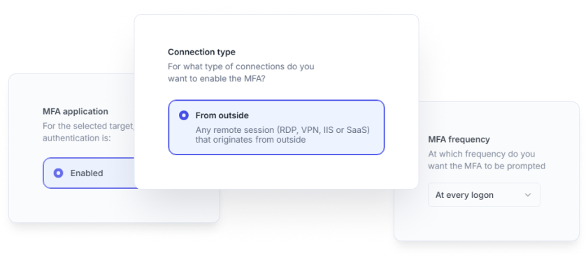 MFA application and frequency and connection type