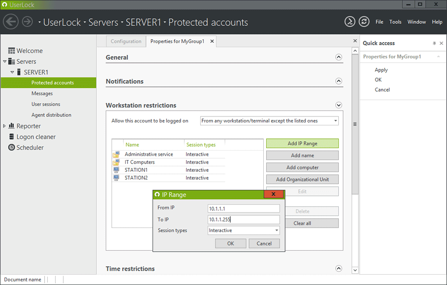 Windows network security IP restriction