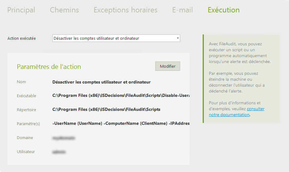 Exécution script - Désactiver l'utilisateur