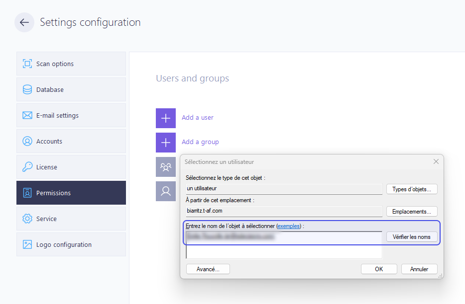 Permissions - Add a user