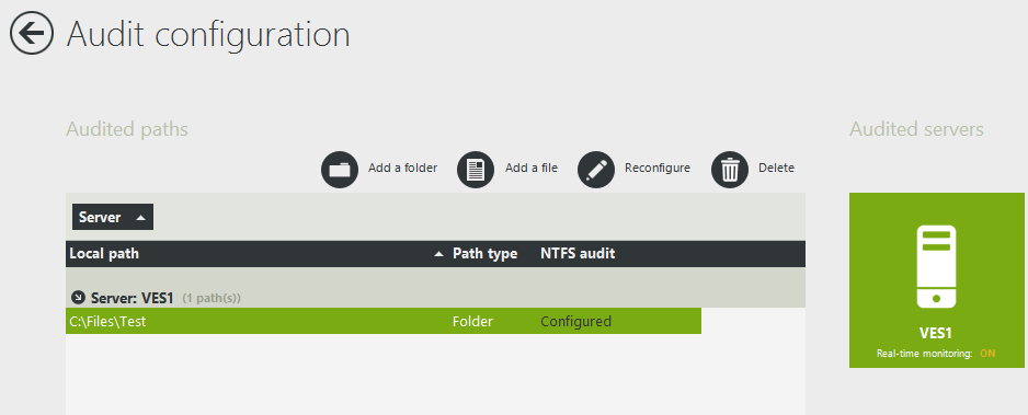 Configure auditing folder FileAudit