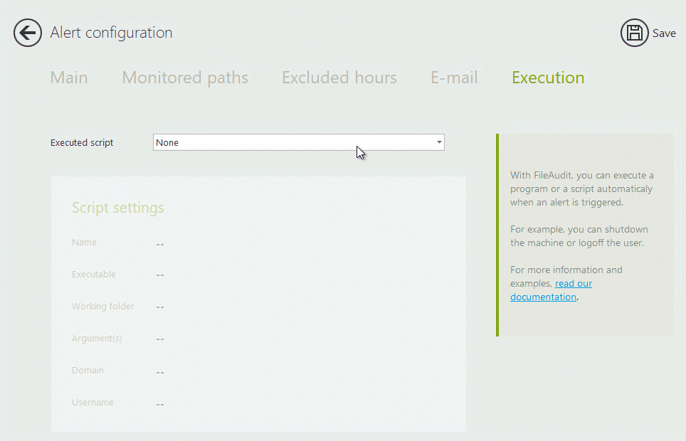 Alert configuration FileAudit