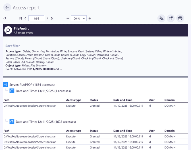 Access report