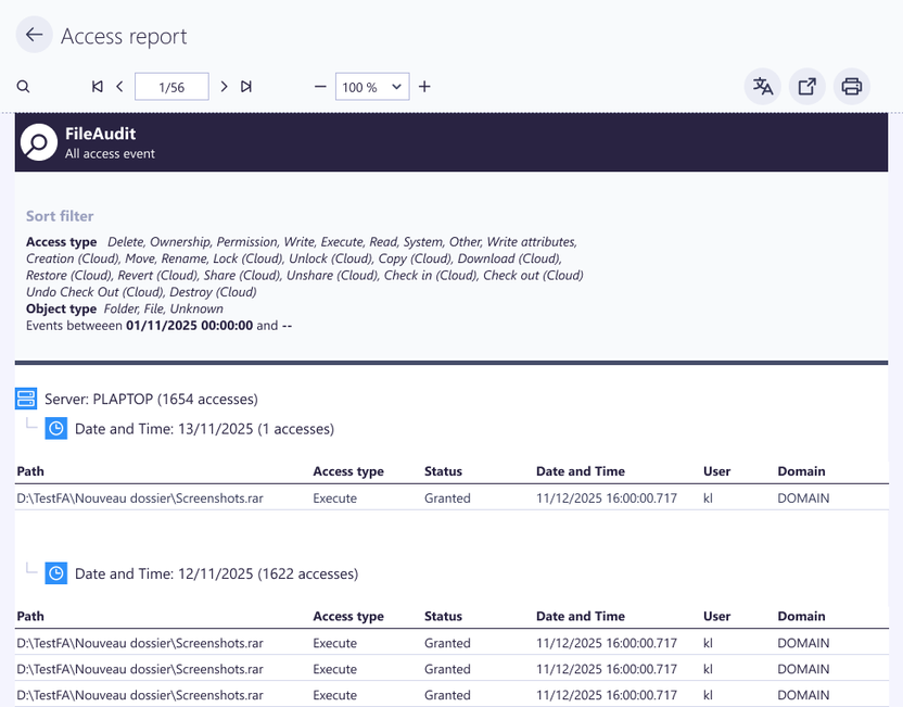 Access report