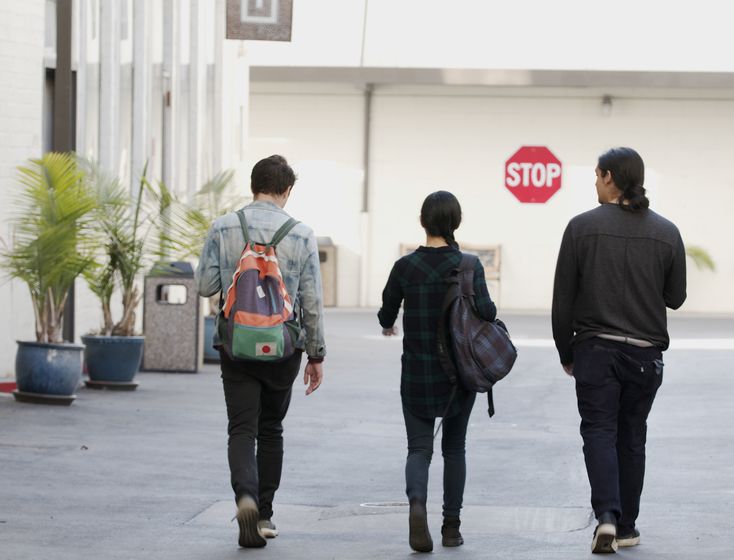Students walking side by side
