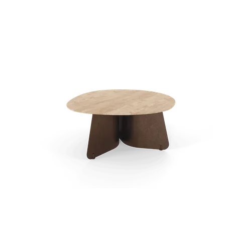 Tisch Maona Eiche Weiß mit braunem Sockel