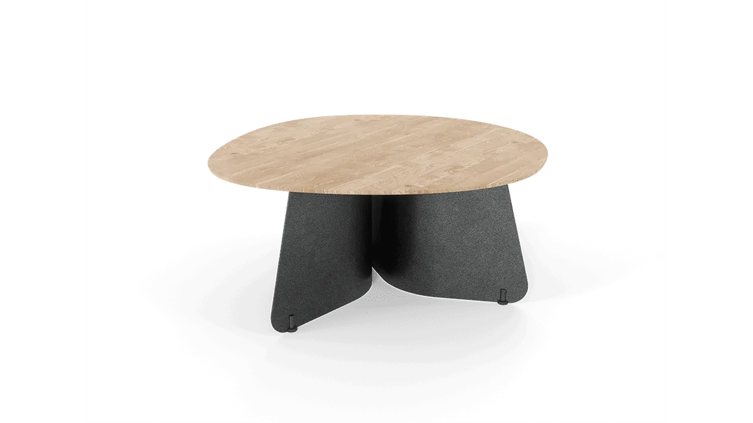 Tisch Maona Eiche Weiß mit onyxfarbenem Sockel