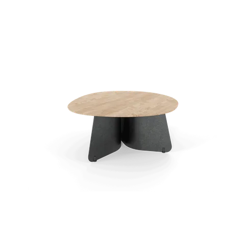 Tisch Maona Eiche Weiß mit onyxfarbenem Sockel