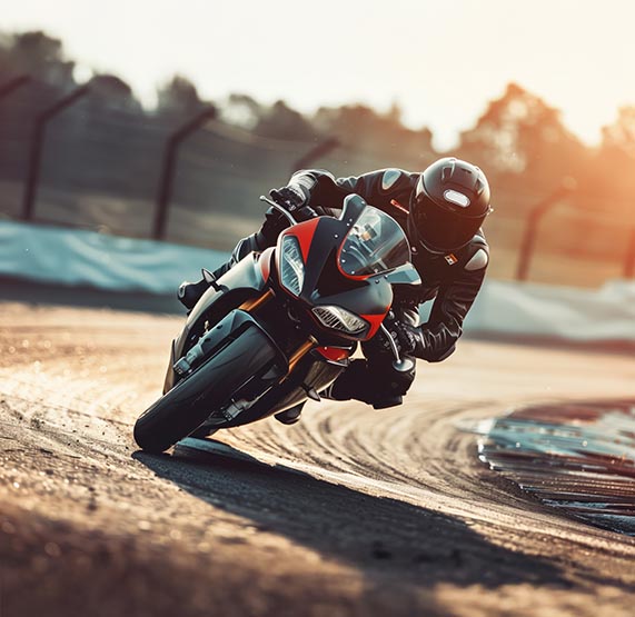 Motoradfahrer auf der Rennstrecke