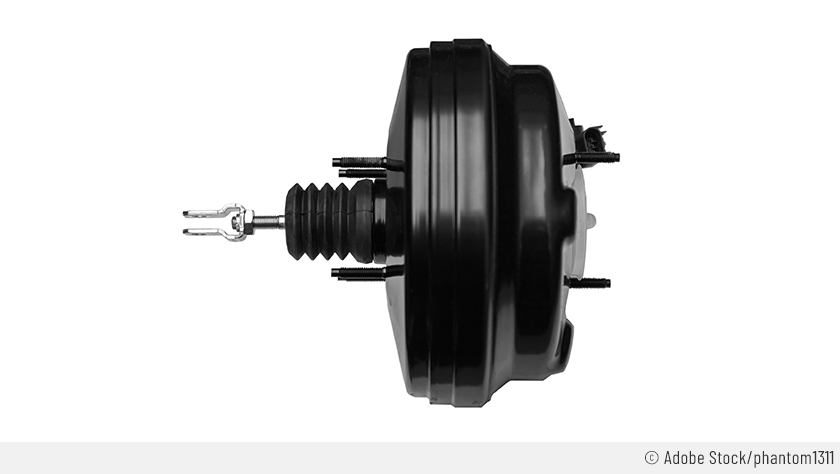 Servo freine en vue latérale sur fond blanc