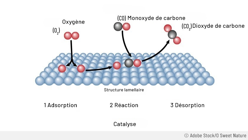 Schema explicatif de la structure d'un catalyseur de voiture