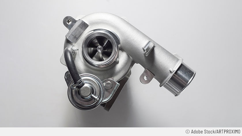 Turbocompresseur neuf gris sur fond blanc