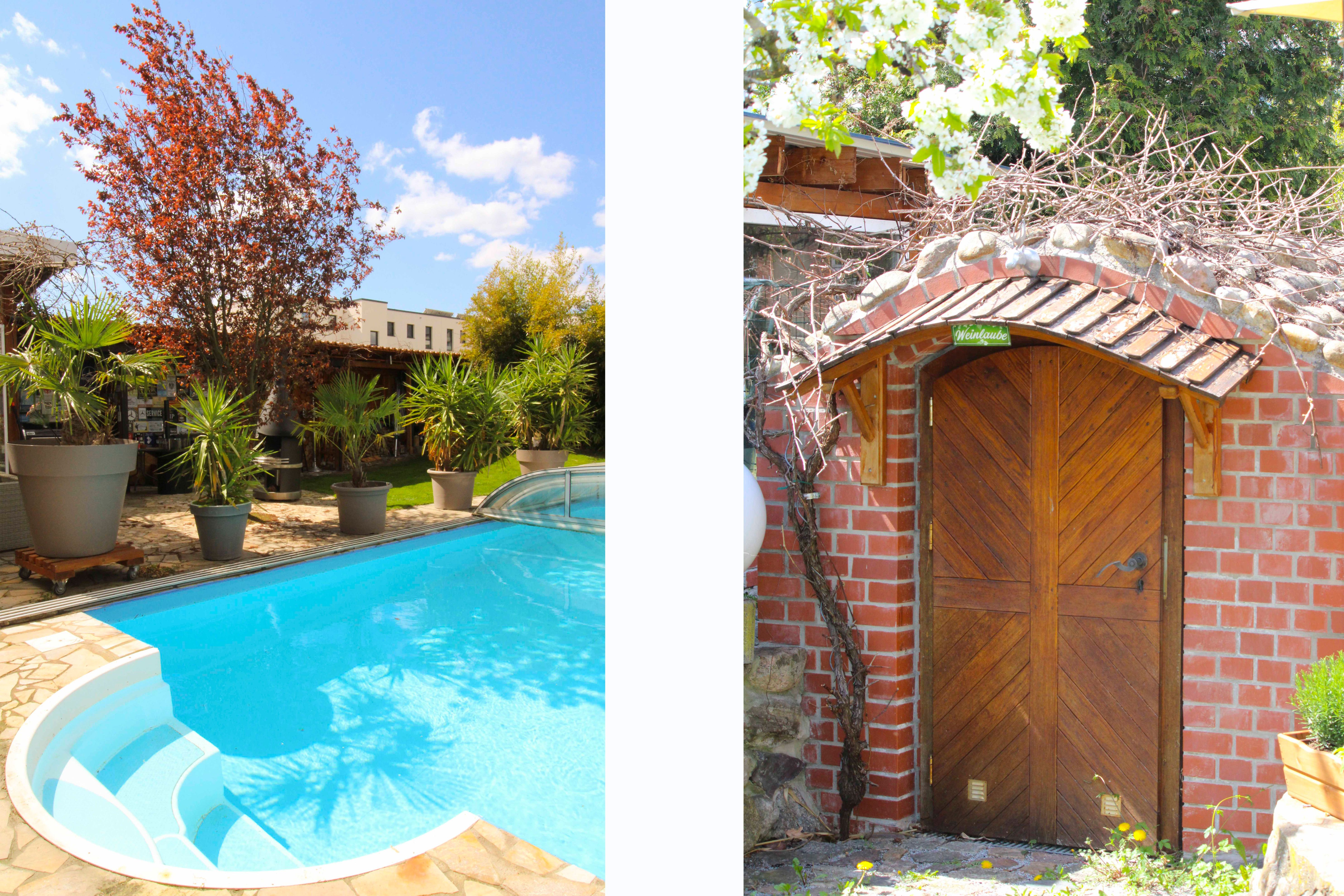 Pool und Weinlaube