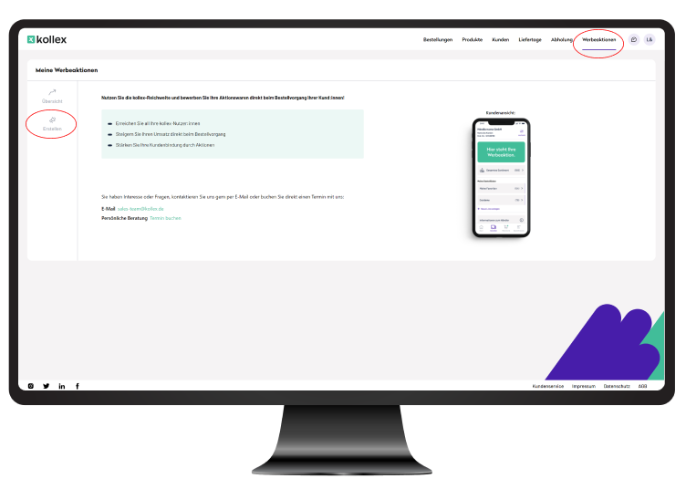 kollex-lieferantenportal_werbeaktionen_erstellen_und_einsehen kollex Lieferantenportal Übersicht zum erstellen und einsehen von eignen Werbeaktionen in kollex