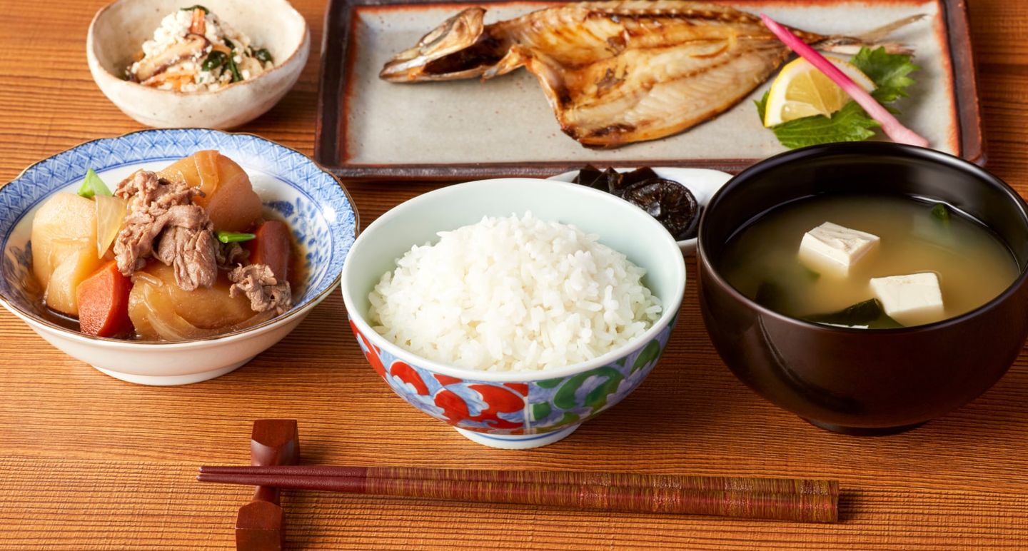 An example of an ichiju-sansai meal