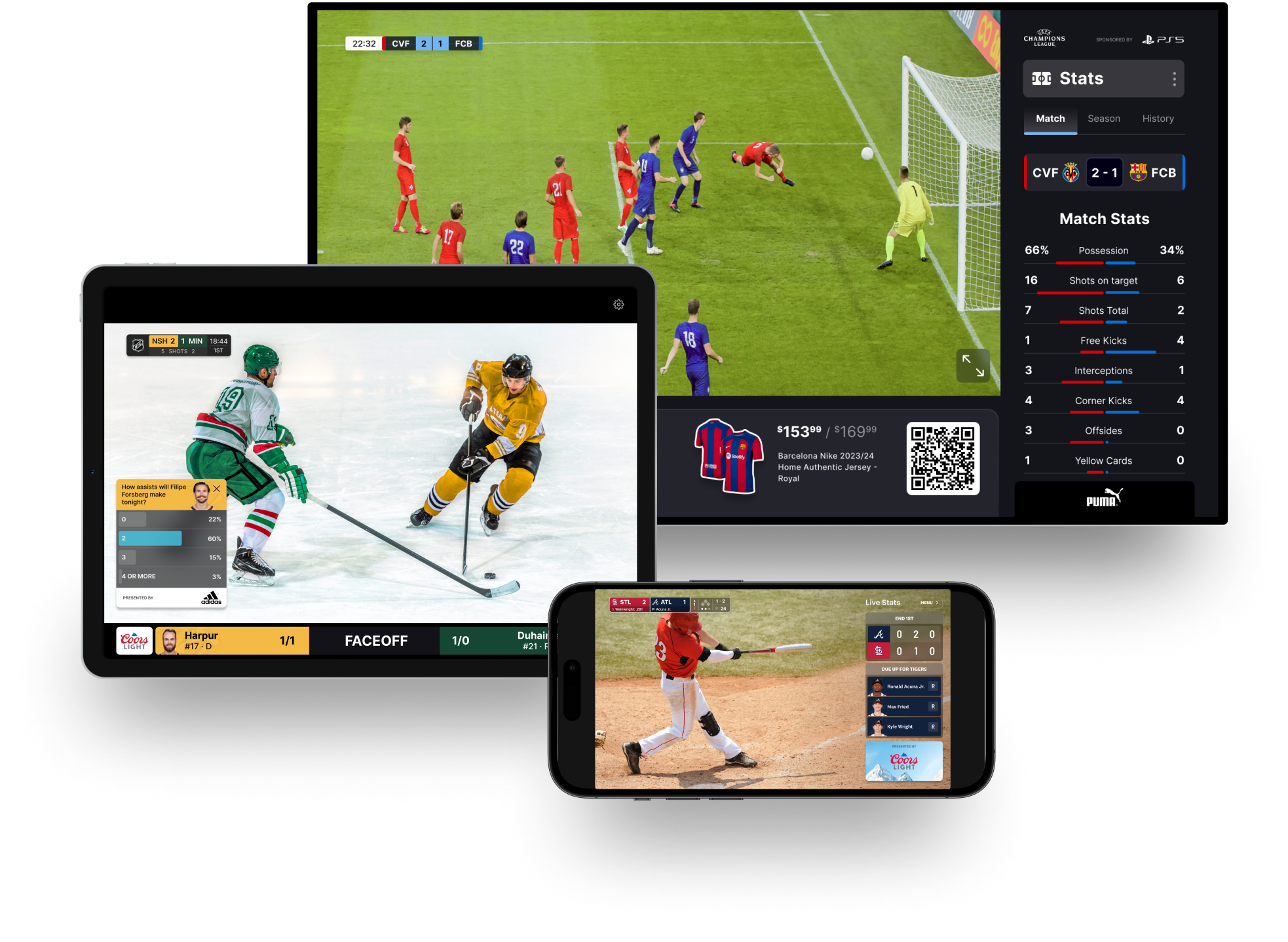 Multi-screen interface for live casino sessions on SessionsLive