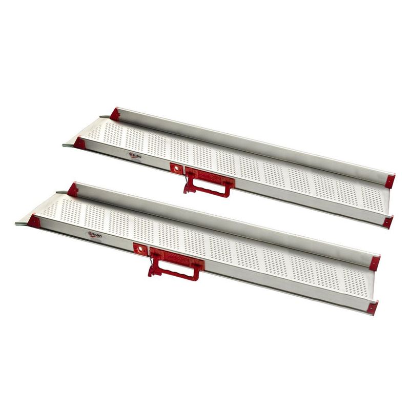 Aluminium-Rampe einteilig (1 Paar)
Länge: 1100mm, Bel. max: 300 kg
Überwindungshöhe max.: 70/220mm