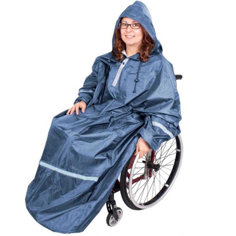 Regencape Rolko-rainPRO mit Fussteil
mit Kapuze, Ärmeln, Innentasche, blau
Aussen wasserabw., innen Netzstruktur