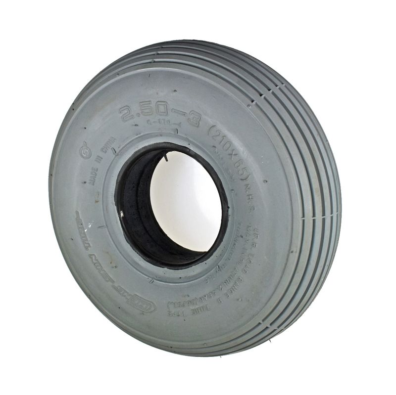 Bereifung 2.50-3" pannensicher
Farbe grau, Profil gerillt (R-103)
Felgenbettbreite: 42mm (ohne Ventil)