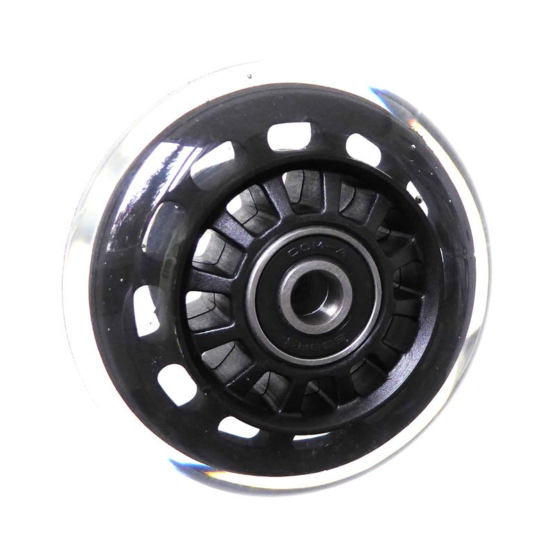 Roue de skate à jante plastique noir
Pneu en polyuréthane 72x24mm transp.
Moyeu Ø x longeur: 8,0mm x 24mm