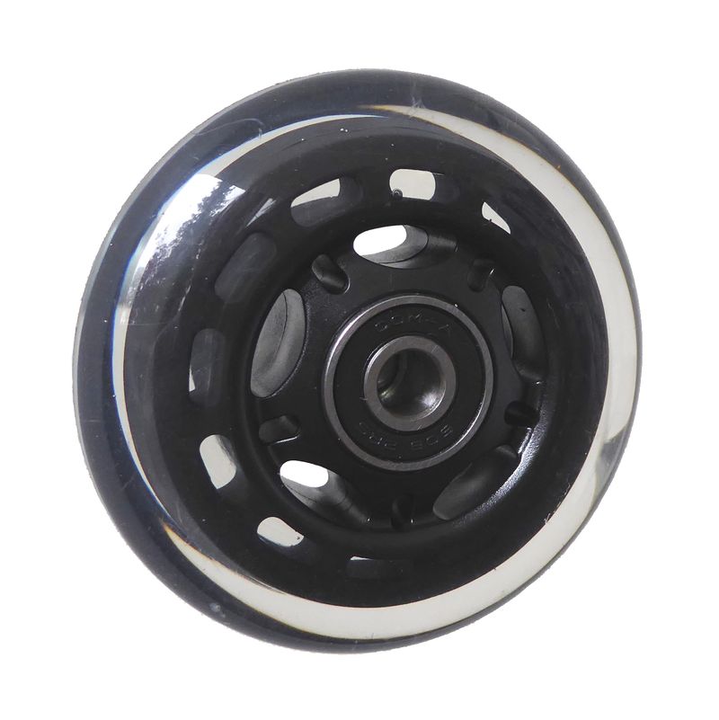 Skaterrad mit Ku-Felge schwarz
PU-Reifen 76x24mm transparent
Bohrung 8,0mm / NL 24mm