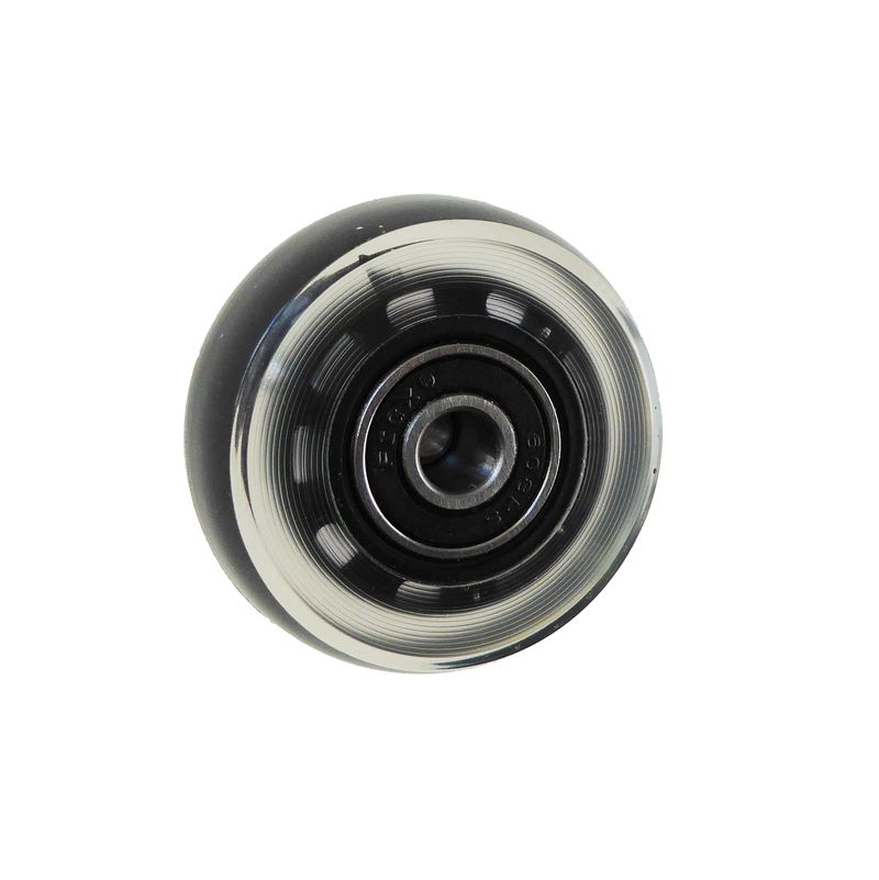 Roue de skate à jante plastique noir
Pneu en polyuréthane 50x21mm transp.
Moyeu Ø x longeur: 8,0mm x 21mm