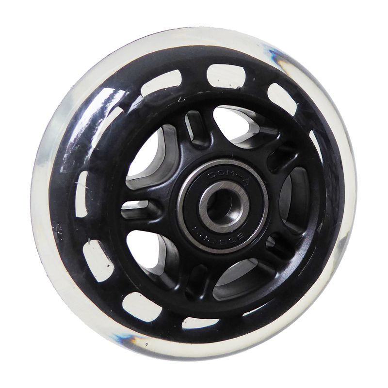 Roue de skate à jante plastique noir
Pneu en polyuréthane 80x24mm transp.
Moyeu Ø x longeur: 8,0mm x 24mm