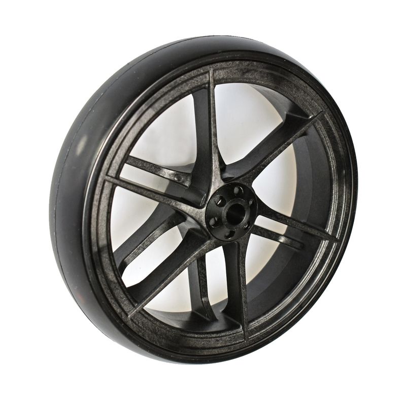 Roue à jante plastique léger noir
Pneu en polyuréthane 125x30mm noir
Moyeu Ø x longeur: 8,0mm x 36mm