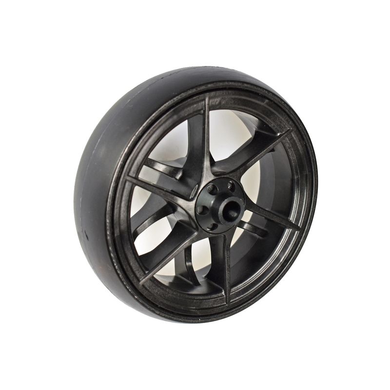 Roue à jante plastique léger noir
Pneu en polyuréthane 100x30mm noir
Moyeu Ø x longeur: 8,0mm x 46mm