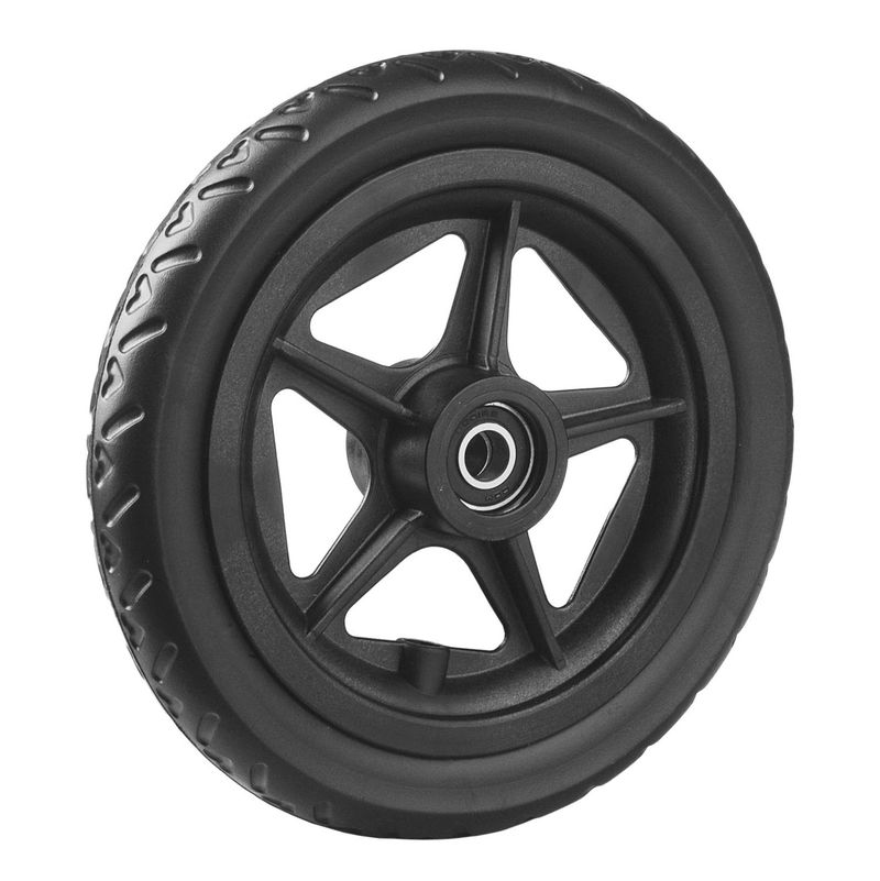 Rad mit 5-Speichen Ku.-Felge schwarz
PU-Reifen EVA 200x30mm schwarz
Bohrung 12,0mm / NL 36mm einseitig