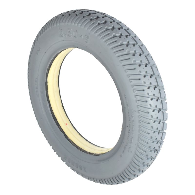 Pneu increvable 2.50-8" (remplit PU)
Couleur gris, profile diagon. (CY-143)
Espace du fond de jante: 38mm