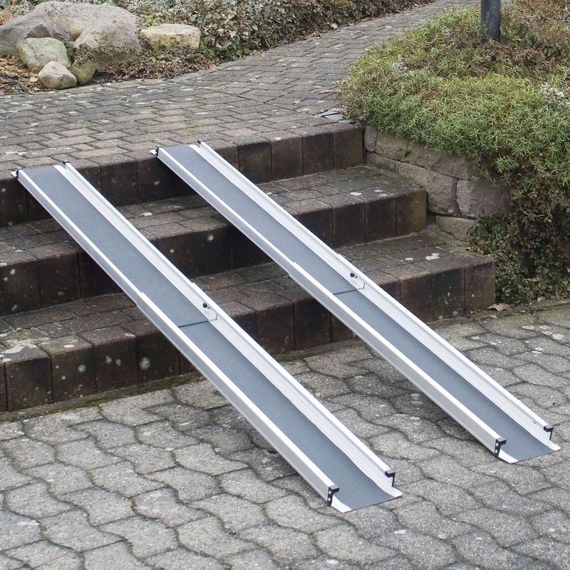 Rampe Alu téléscopique 2x (1 paire)
L.: 1210-2100mm, poids max: 135/270 kg
hauteur d'obstacle max.: 130/420mm