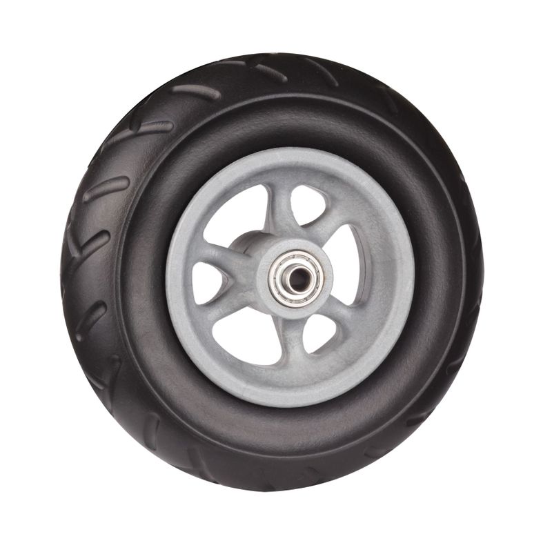 Rad mit 6-Speichen Ku.-Felge grau
PU-Reifen EVA 180x45mm schwarz
Bohrung 8,0mm / NL 60mm