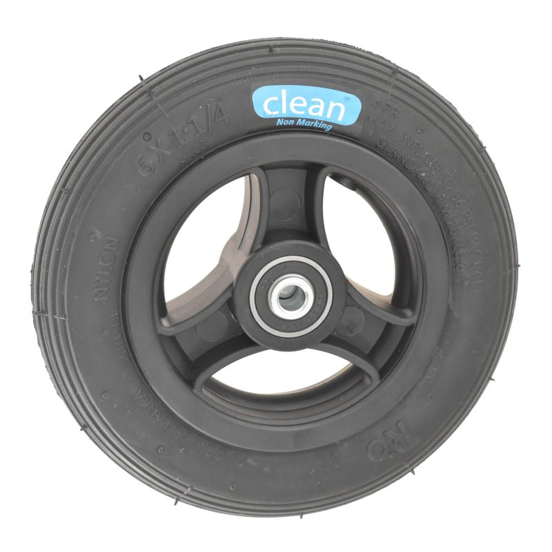 Roue à jante plastique à 3 rayons noir
Pneu increvable 150x30mm noir
Moyeu Ø x longeur: 8,0mm x 36mm