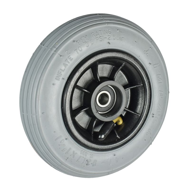 Rad mit Ku.-Felge schwarz einseitig
Reifen pannensicher 180x45mm grau
Bohrung 12,0mm / NL 33mm