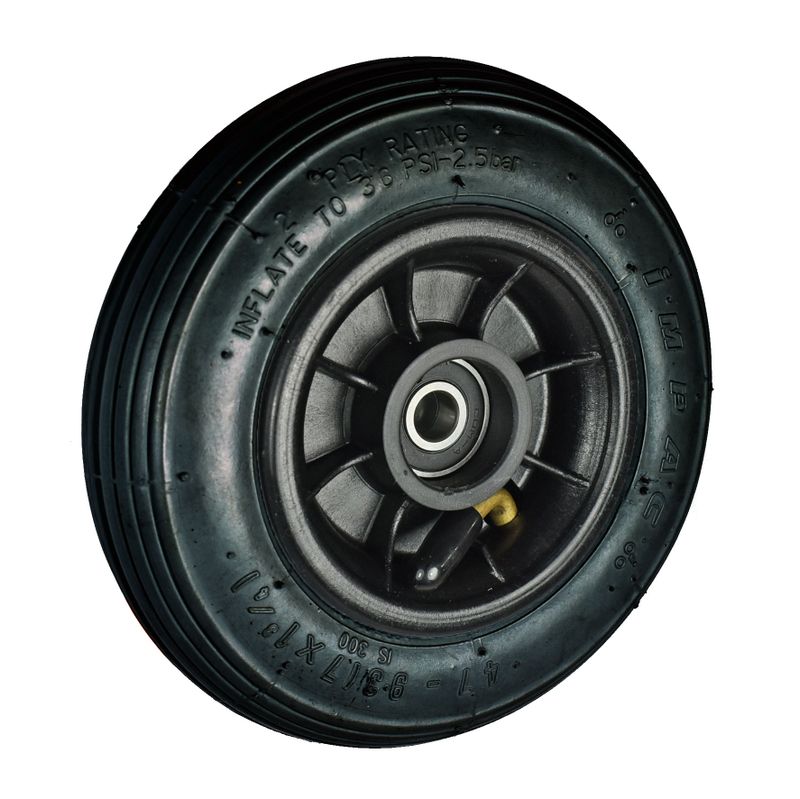 Rad mit Ku.-Felge schwarz einseitig
Reifen pannensicher 180x45mm schwarz
Bohrung 12,0mm / NL 33mm