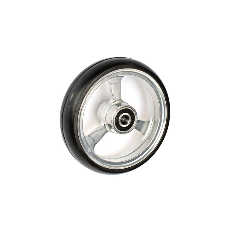 Roue à jante alu léger 4x1,0" argent
Pneu en polyuréthane 100x25mm noir
Moyeu Ø x longeur: 8,0mm x 25mm