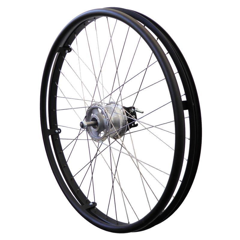 Jante 24x1...1.3/8" noir sans pneu
Y compris frein tambour gauche
Y compris main courante alu noir/axe