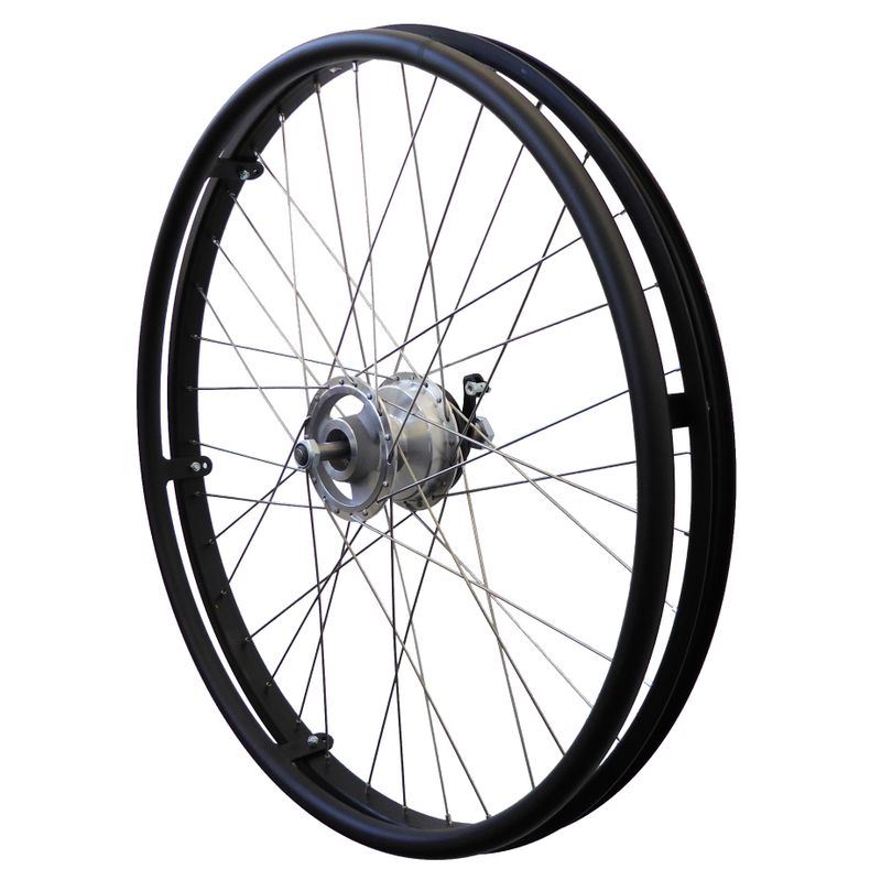 Jante 24x1...1.3/8" noir sans pneu
Y compris frein tambour droite
Y compris main courante alu noir/axe