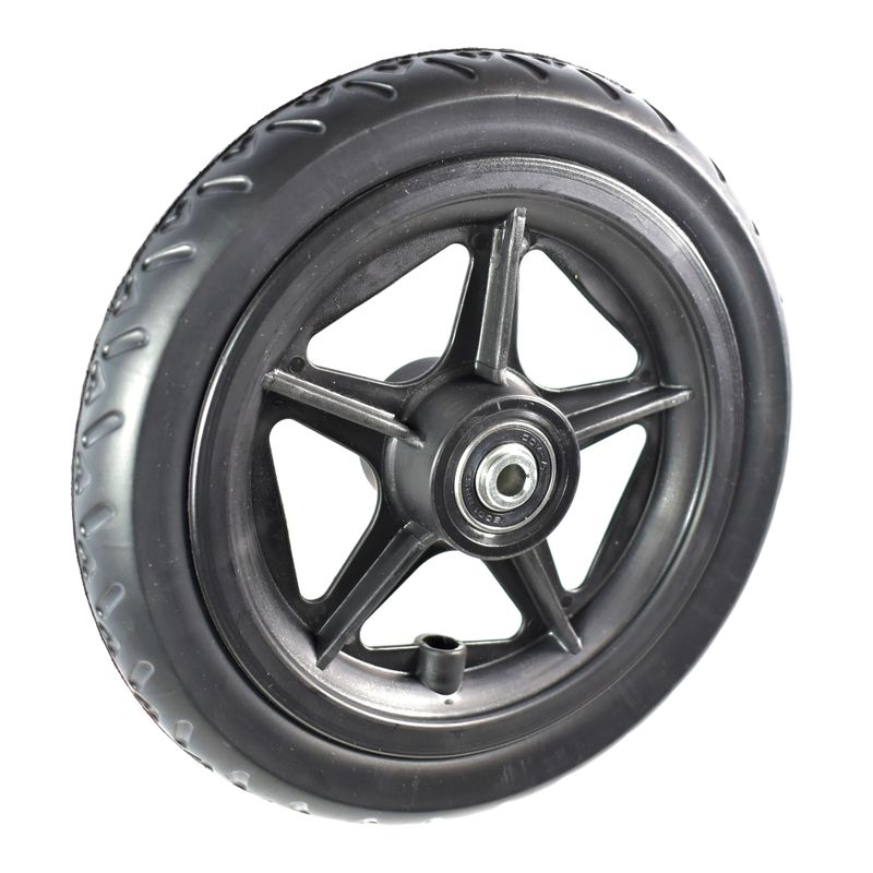 Rad mit 5-Speichen Ku.-Felge schwarz
PU-Reifen EVA 200x30mm schwarz
Bohrung 8,0mm / NL 46mm